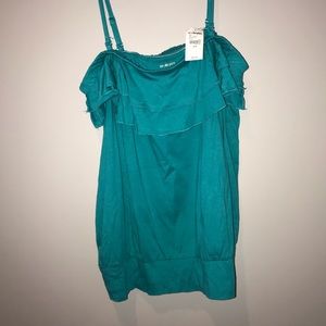 Lane Bryant Teal Ruffle Tube Top w/ opt Straps 1X